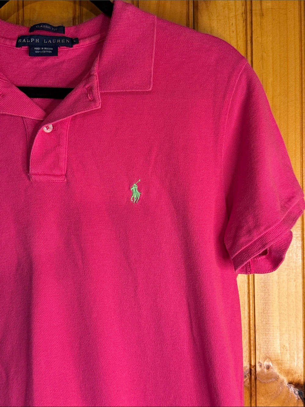 Ralph Lauren Classic Fit Women’s Hot Pink Polo with Lime Green Pony - Picture 6 of 9
